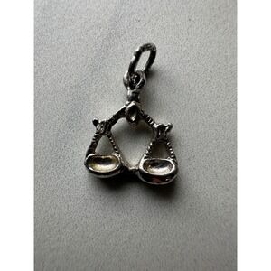 Vintage Sterling Silver 925 Libra Zodiac Scales of Justice Charm Pendant 1.1g